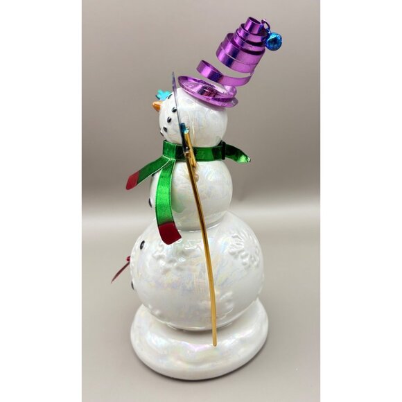 Vibrant Snowman Christmas Figurine with Metallic Glossy Accents Don Mechanic - Picture 4 of 8